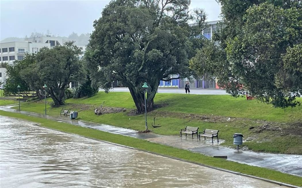 The Taruheru River in Gisborne during Cyclone Gabrielle, 14/2/23