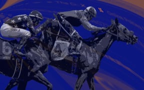 Stylised composite of horse racing and casino advertising