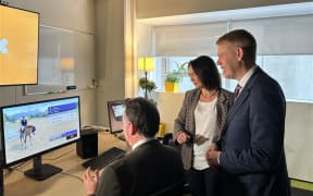 Labour's Reuben Davidson, Ginny Andersen and Chris Hipkins.