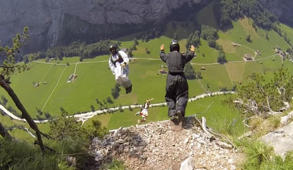 Shayni and Micah BASEjumping in Switzerland.