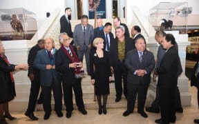 Australian Foreign Minister Julie Bishop (C) gathers ministers from the Pacific Island nations for a group photo ahead of the Pacific Islands Forum in Sydney on July 9, 2015.