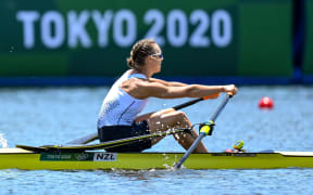 Emma Twigg, New Zealand womens Single sculls (1X) Competing in the qualification rowing races at the Sea Forest Waterway, Koto, Japan, during the Tokyo 2020 Olympic Games. Sunday 25 July 2021.