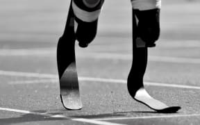 The blades of a Paralympic runner