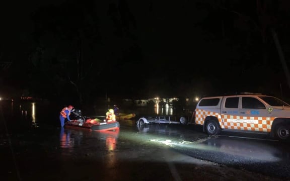 New South Wales state emergency service teams rescued three people, along with 25 dogs and four sheep, from floodwaters in Londonderry, western Sydney.
