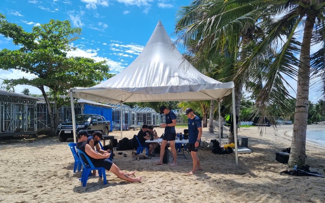 Outside Sena Lei resort where the NZDF was stationed today.