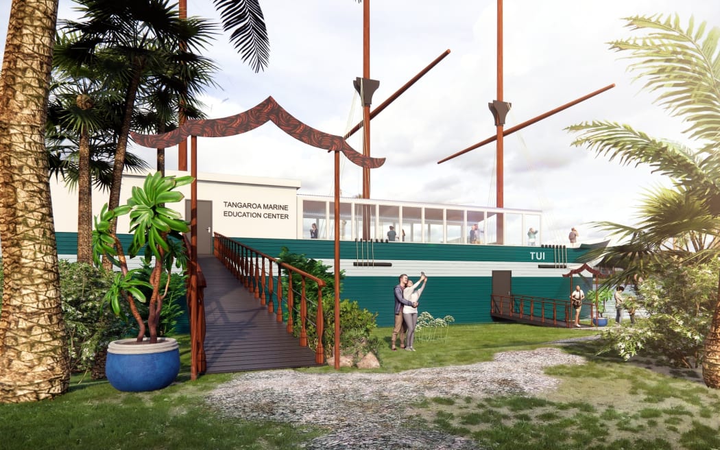 An artist's concept: The TriOceans marine research institute have started work toward turning the old Tui three masted sailing ship into a marine education centre.