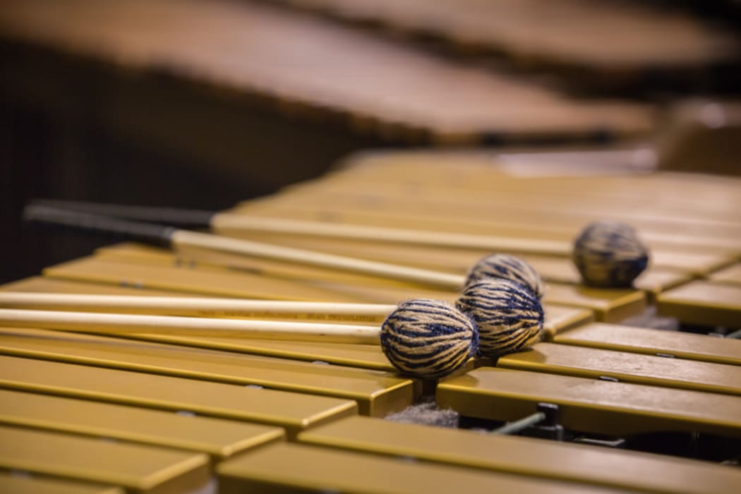Mallets belongs to Eric Renick, percussion soloist for the upcoming APO concerts of a Finish percussion concerto, at the APO rehearsal space.