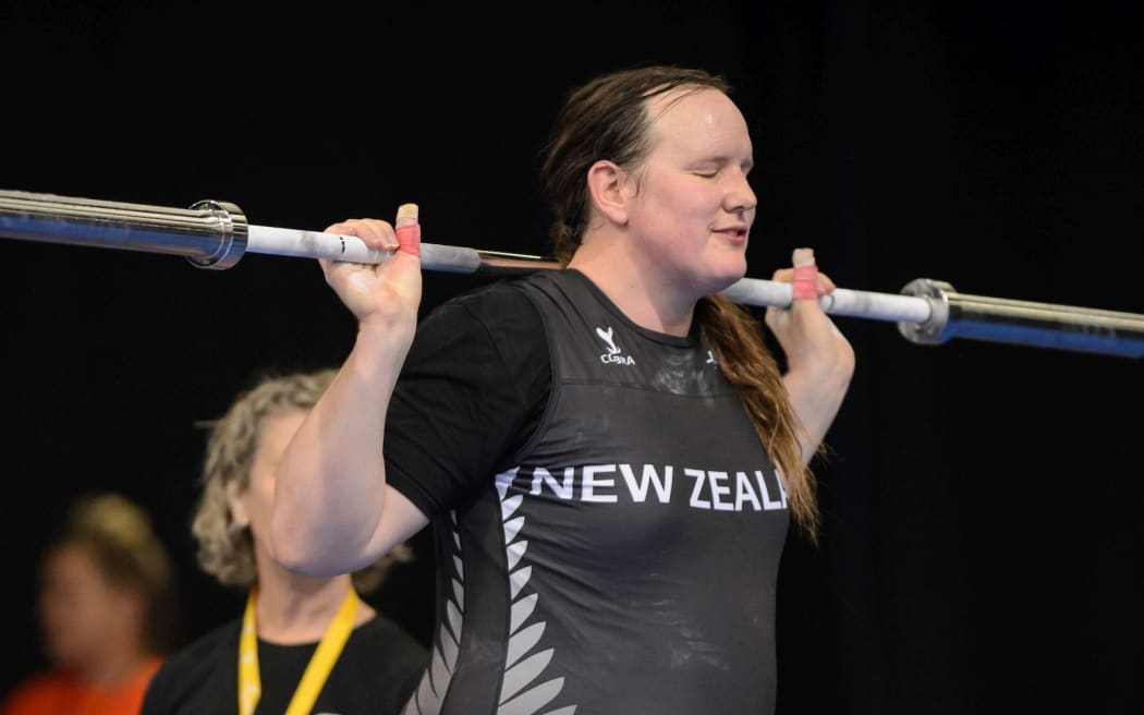 Laurel Hubbard of New Zealand warms up during the IWF Weightlifting World Championships in Anaheim, California, USA on 5 December 2017.
Free to use for editorial news use only.