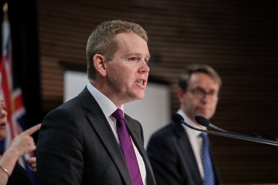 Minister for Covid-19 Response Chris Hipkins and Director-General of Health Dr Ashley Bloomfield at the Covid media update on 3 November 2020.