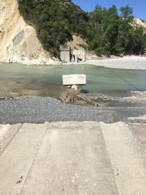 The remains of the Glen Alton bridge in the Clarence Valley, north of Kaikōura.