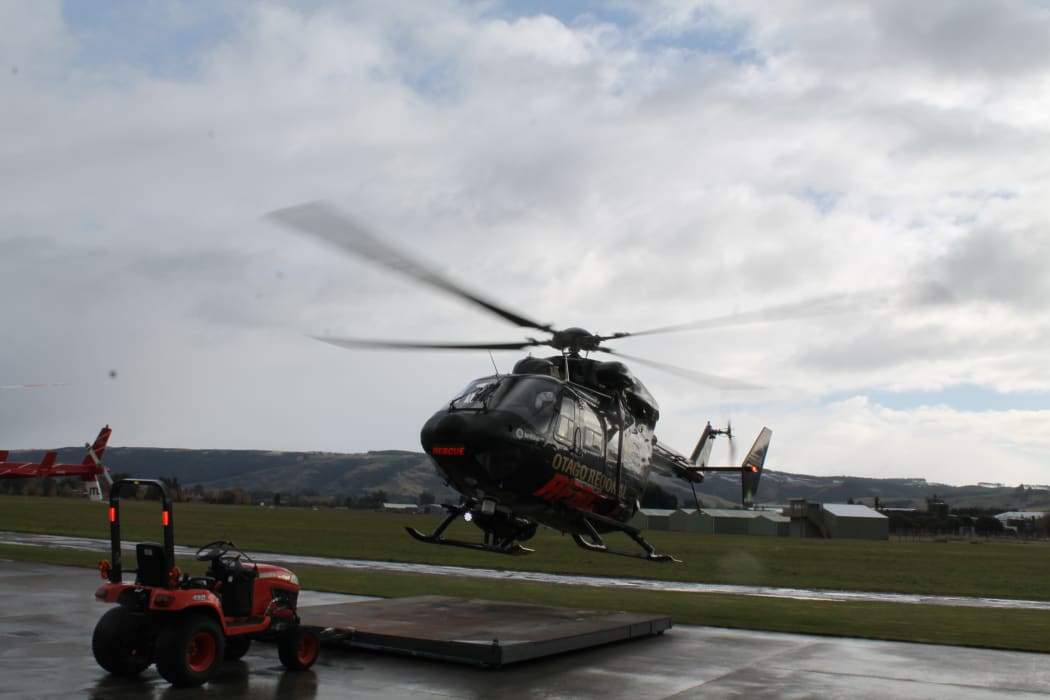 The Otago Rescue Helicopter departs from its Mosgiel base on a mission.