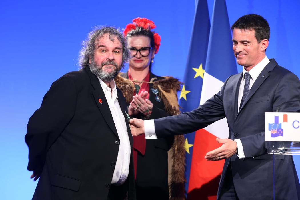 Sir Peter Jackson, Fiona Pardington and French Prime Minister Manuel Valls.