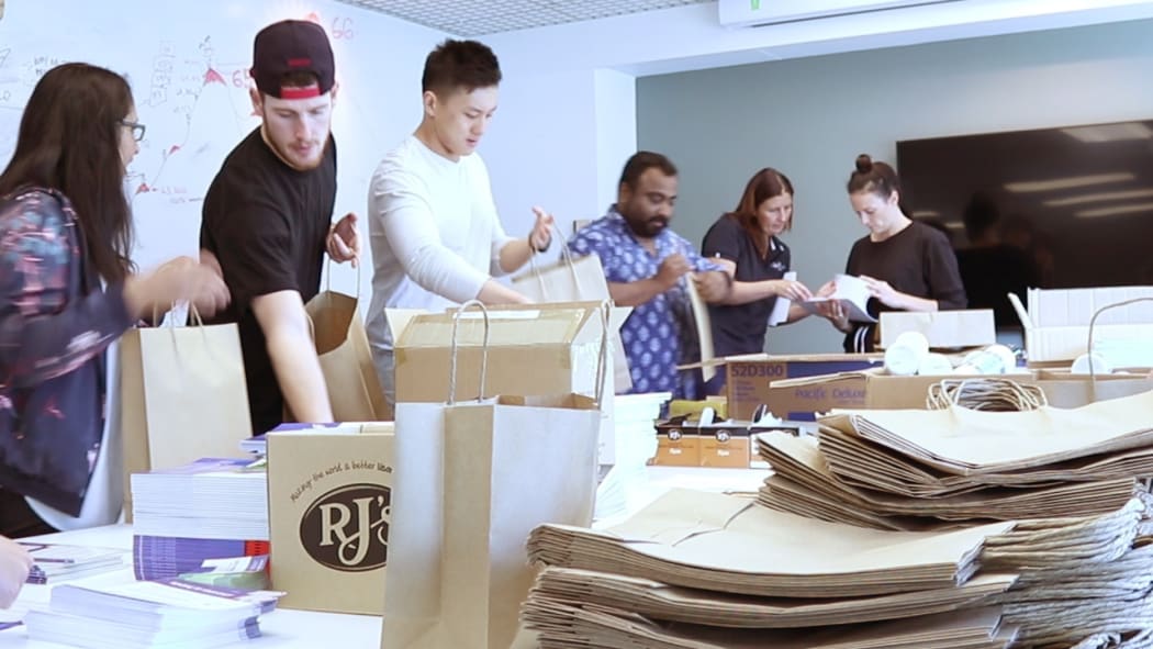 Volunteers put together the packs that were sent to all neonatal units in New Zealand.