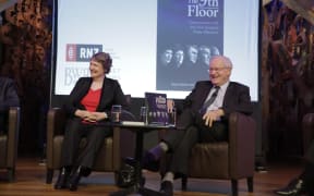 Long-serving Prime Ministers Helen Clark and Jim Bolger at the launch of The 9th Floor book