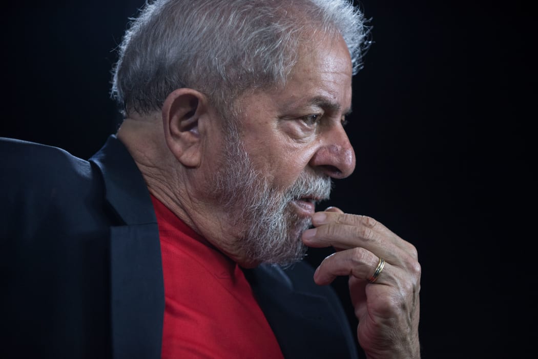 Brazil's former president Luiz Inacio Lula da Silva gestures during an interview in Sao Paulo, Brazil.