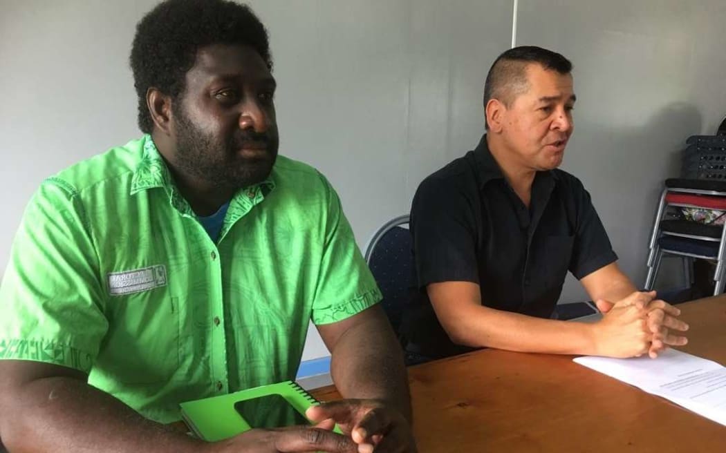 BRC director of operations, Desmond Tisanei, (left) and chief referendum officer Mauricio Claudio.