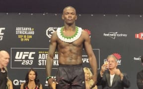 Israel Adesanya and Sean Strickland have faced off for the final time ahead of their middleweight title fight in Sydney on Sunday.