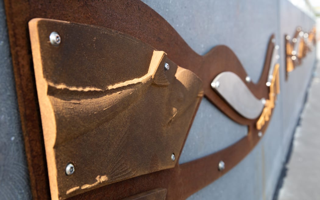 Art work on Ngā Hau Māngere - the new bridge.