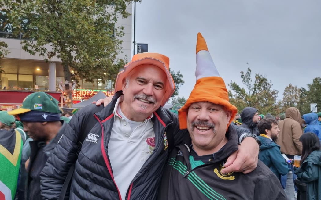 New Zealand, South African, France and England fans are out in force to show their support for their teams and their love of rugby as the All Blacks and Springboks prepare to play each other in the Rugby World Cup finals at State de France in France on Saturday night, Sunday morning NZT.
