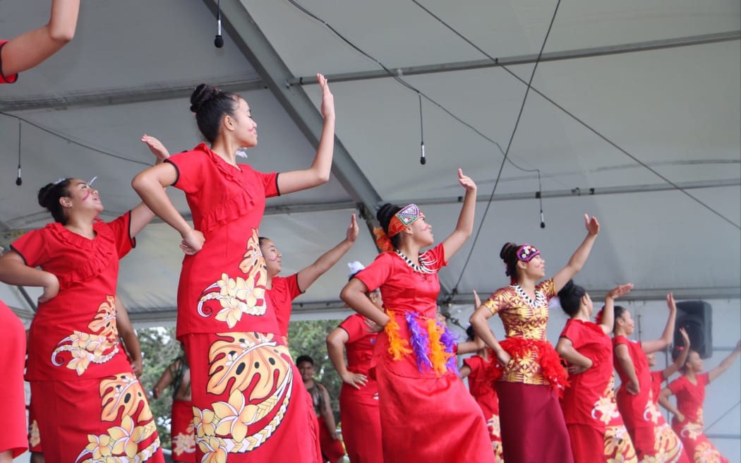 The Kia Aroha College Samoan group at Polyfest 2021