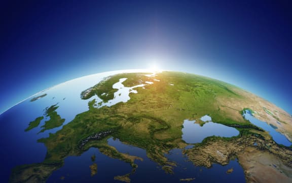 Sunrise over Earth, illustration. (Photo by Visible Earth, NASA/JOHAN SWANEP / JSW / Science Photo Library via AFP)