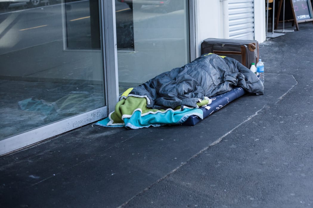 General vision of homelessness in Auckland central city.