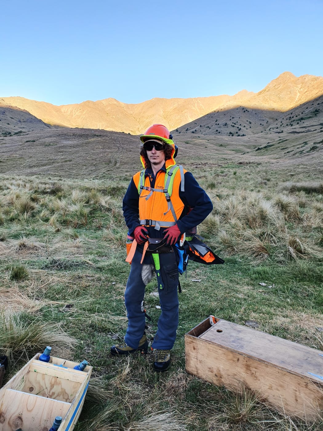 Caleb Saxton is all geared up for a day fighting wilding pines on Molesworth