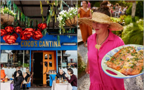 An image of the front of Coco's Cantina and Renee Coulter.