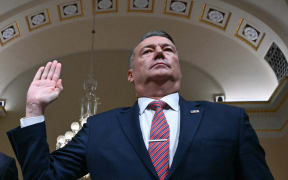 Todd Lyons, acting director of US Immigration and Customs Enforcement (ICE), is sworn in during a House Committee on Homeland Security hearing on Oversight of the Department of Homeland Security on Capitol Hill in Washington, DC, on February 10, 2026. (Photo by ANDREW CABALLERO-REYNOLDS / AFP)