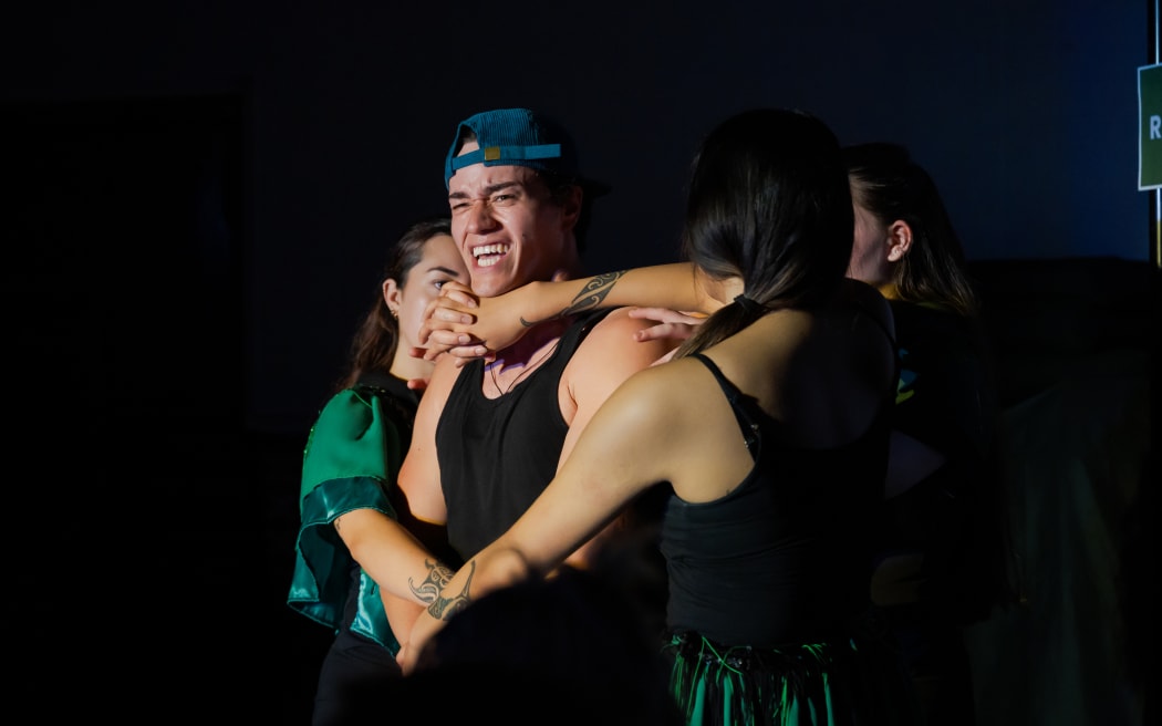 Out The Gate for Te Rākau Hua o Te Wao Tapu, performance at The Tea Gardens, Massey University, 15 November 2025. Photo credit: Stephen A’Court.