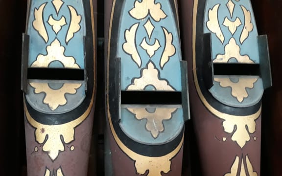 Organ pipes, E H Jenkins organ, Lyttelton Community Church