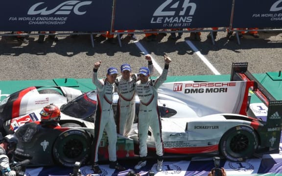 Brendon Hartley, Timo Bernhard and Earl Bamber win 2017 Le Mans.