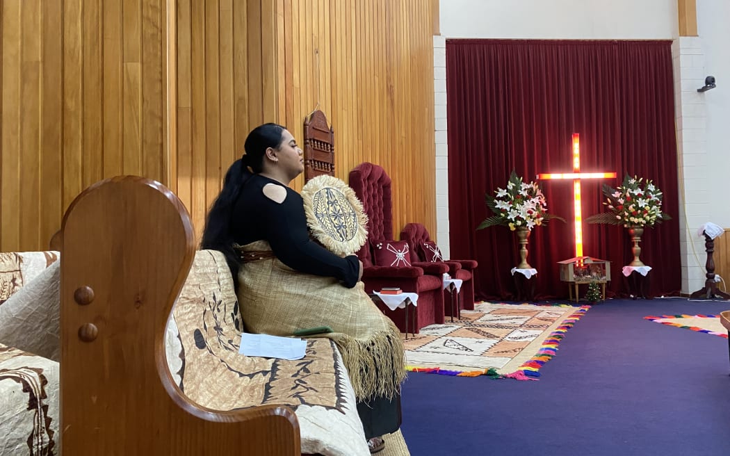Member of Tonga's royal family Hon. Phaedra 'Anaseini Tupou Veihola' Ikaleti Olo-'i-Fangatapu Fusitu'a attending church in Auckland. Hon. Phaedra is the granddaughter of HRH Princess Pilolevu, King Tupou VI’s sister.