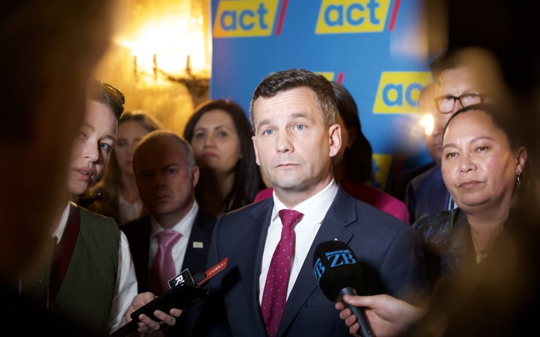 ACT Party leader David Seymour speaks to media following its campaign launch in Auckland on 17 September 2023.