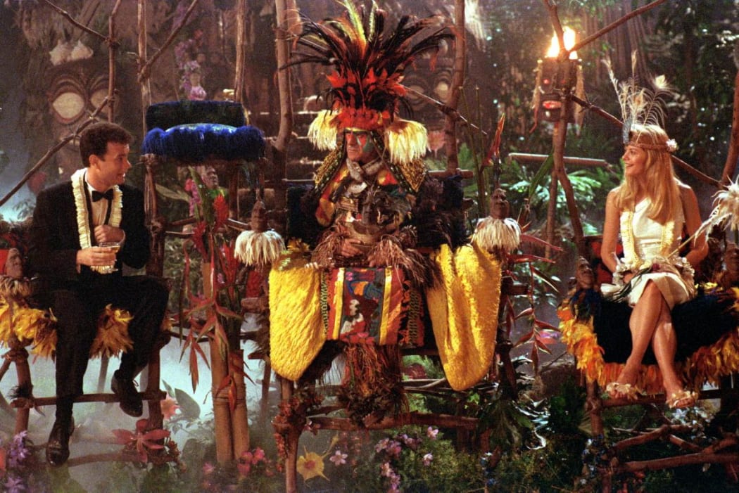 Tom Hanks, Abe Vigoda and Meg Ryan in Joe Versus the Volcano (1990)