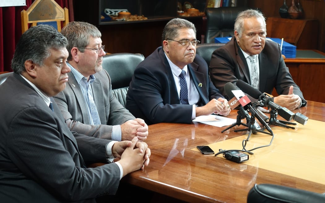 From left, Rahui Papa, Waikato mayor Alan Sanson, Rangi Whakaruru, Tukoroirangi Morgan