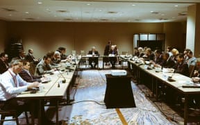 The opening session of the ministerial talks in Atlanta.