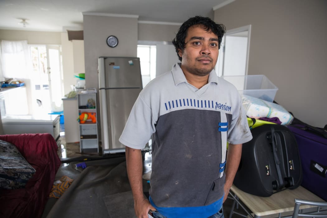 Dany Madawala Liyanage had his home on Great North Rd ruined by flood waters. 12 March 2017.