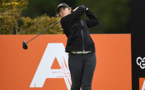 New Zealand's Amelia Garvey hits a tee shot during the LPGA Tour NZ Open in 2017.