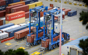 Containers being unloaded at Lyttelton Port
