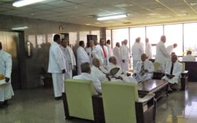Congregational Christian Church ministers gather to meet the government at Government House