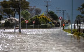 Flooding on the corner of Terrace Road and State Highway 6 on Saturday.
