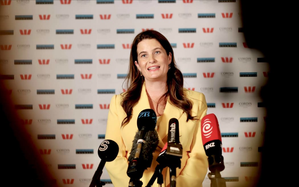 Finance Minister Nicola Willis during a press conference in Auckland on 15 March 2024.