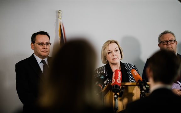 Judith Collins at National's border announcement today.