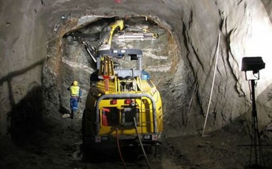 A photo from an August 2008 presentation shows construction work on the mine's tunnel before the explosion.