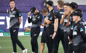 New Zealand players after losing the ICC T20 World Cup Final. New Zealand Black Caps v Australia. Dubai, UAE. Sunday 14 November 2021.