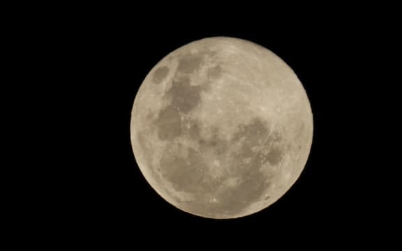 The supermoon seen from Tauwhare in the Waikato.