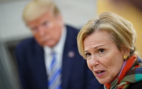 (FILES) In this file photo taken on April 28, 2020 Response coordinator for White House Coronavirus Task Force Deborah Birx speaks as US President Donald Trump meets with Florida Governor Ron DeSantis in the Oval Office of the White House in Washington, DC.