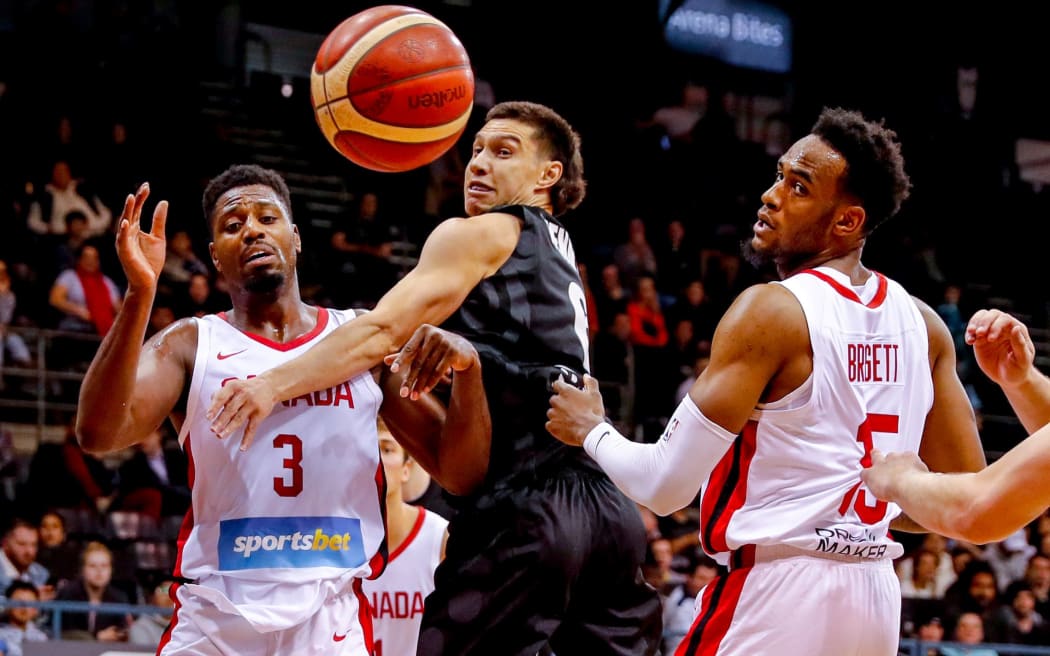 Jarrod Kenny of the Tall Blacks in defence. New Zealand Tall Blacks v Canada, Basketball, Quaycentre, Sydney, Australia. 20th August 2019.