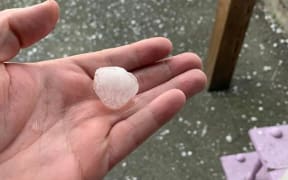 One of the large hailstones that fell on Timaru.
